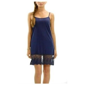 Navy Blue Lace Slip Dress Tunic Top Extender
